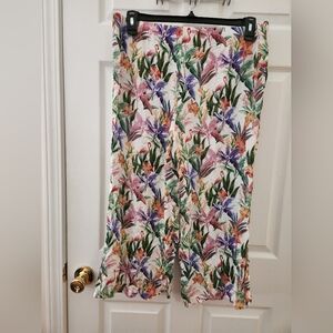 Island Collection, floral  flamingo Print Pants Sz L
